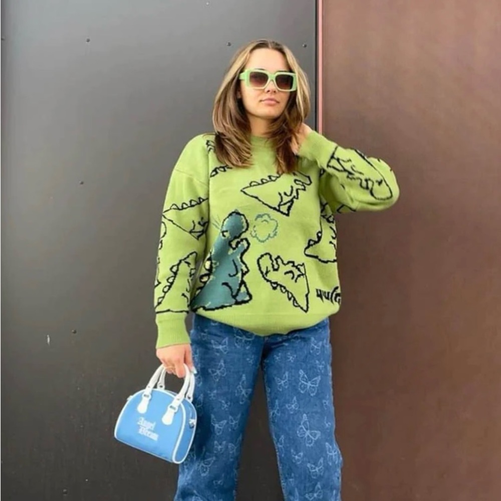Supermade Thesupermade Cartoon Dinosaur
Printed Sweater Green L
